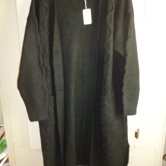 NWT ORIGINAL USA Open Long Sleeve Cardigan w/Swirly Design S/M Black - Picture 10 of 13